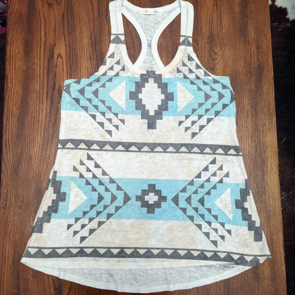 Luna Chic sz M Aztec print racerback tank
